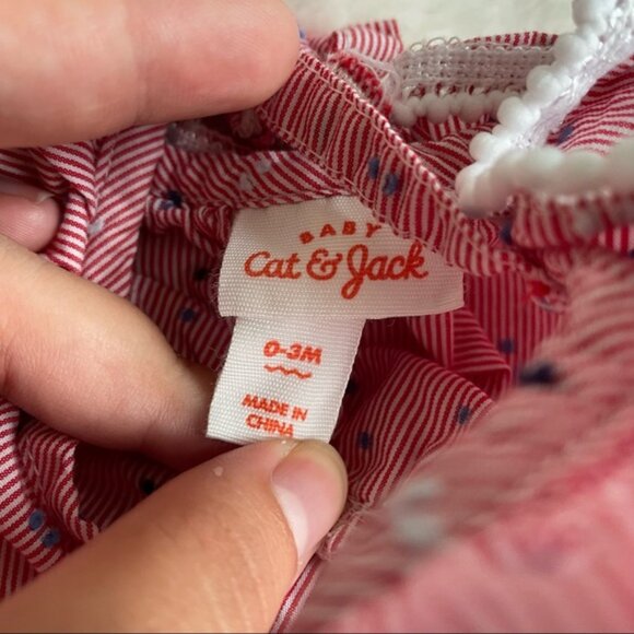 Cat & Jack Baby | Red, White & Blue Clip Spot Bubble Romper | Size 0-3 Months - Picture 4 of 6